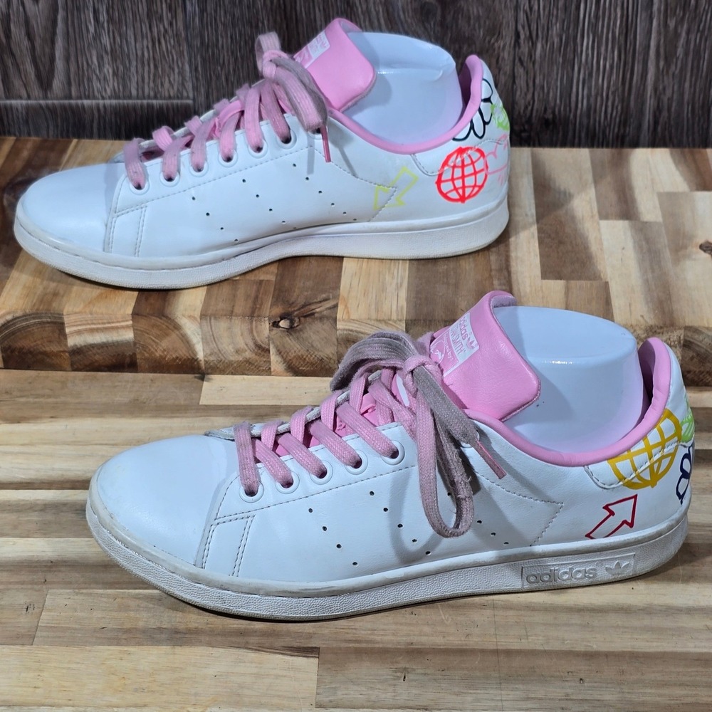 adidas‎ Stan Smith Primegreen Doodle Graphic White Pink Women's Size 7.5 FX5680
